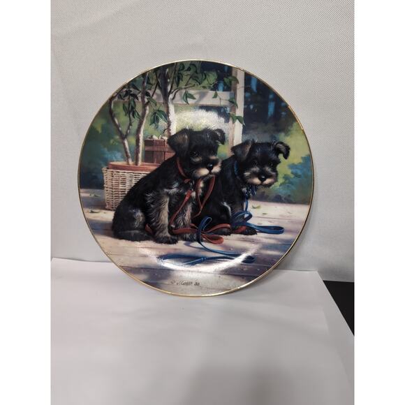 Miniature Schnauzer Dog "A New Leash On Life" by Jim Lamb Collector Plate - Picture 1 of 3